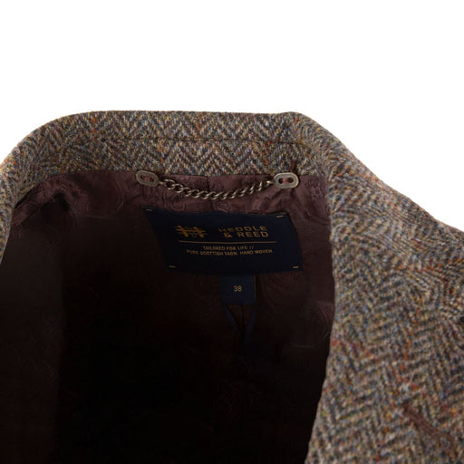 Harris Tweed Men's Wool Jacket - Barra Brown Herringbone - Heritage Of Scotland - BROWN HERRINGBONE