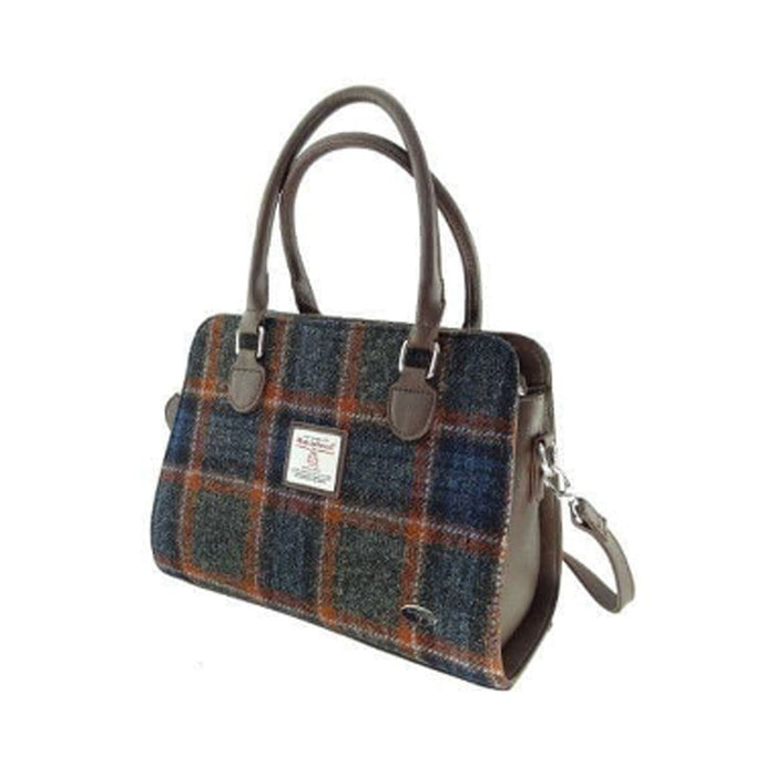 Harris Tweed Midi Tote Bag Findhorn Grey / Rust Overcheck - Heritage Of Scotland - Grey / Rust Overcheck