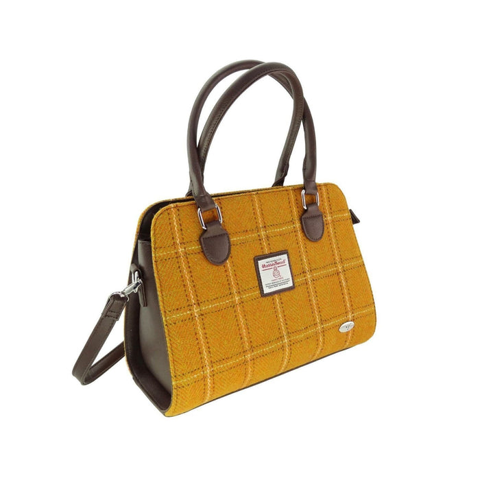 Harris Tweed Midi Tote Bag Findhorn Mustard Overcheck - Heritage Of Scotland - MUSTARD OVERCHECK