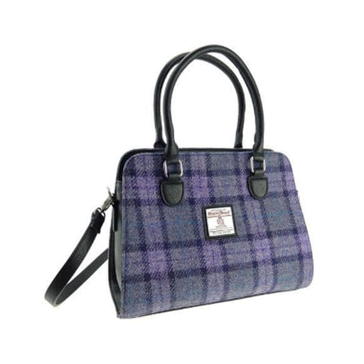 Harris Tweed Midi Tote Bag Findhorn Purple Check - Heritage Of Scotland - PURPLE CHECK