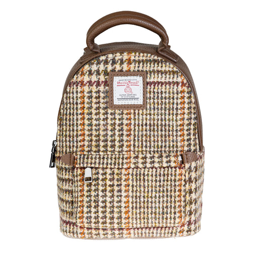 Harris Tweed Mini Backpack Brown And Beige Glen Check / Light Brown - Heritage Of Scotland - Brown And Beige Glen Check / Light Brown