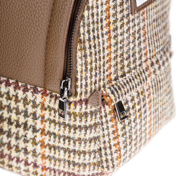 Harris Tweed Mini Backpack Brown And Beige Glen Check / Light Brown - Heritage Of Scotland - Brown And Beige Glen Check / Light Brown