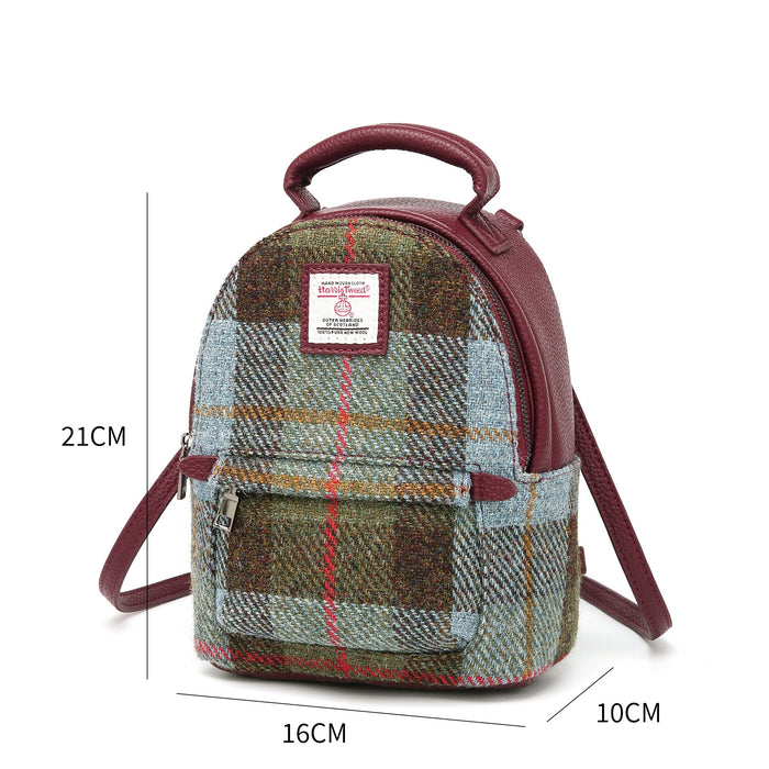 Harris Tweed Mini Backpack Macleod Tartan / Oxblood - Heritage Of Scotland - MacLeod Tartan / Oxblood