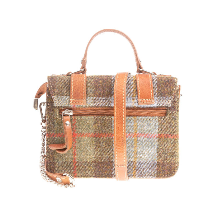 Harris Tweed Mini Satchel Bag Lovat Check / Tan - Heritage Of Scotland - LOVAT CHECK / TAN