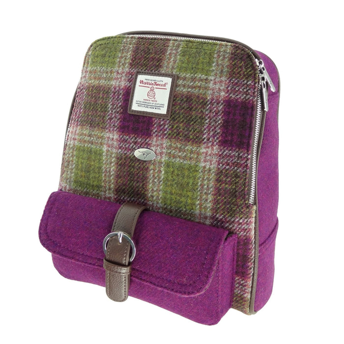 Harris Tweed Naver Backpack – Tartan Travel and Daypack Bag - Heritage Of Scotland - Heather Check (COL125)