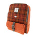 Harris Tweed Naver Backpack – Tartan Travel and Daypack Bag - Heritage Of Scotland - Rust with Orange Overcheck (COL117)