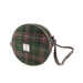 Harris Tweed Round Bag Bannock Dark Green And Plum Check - Heritage Of Scotland - DARK GREEN AND PLUM CHECK