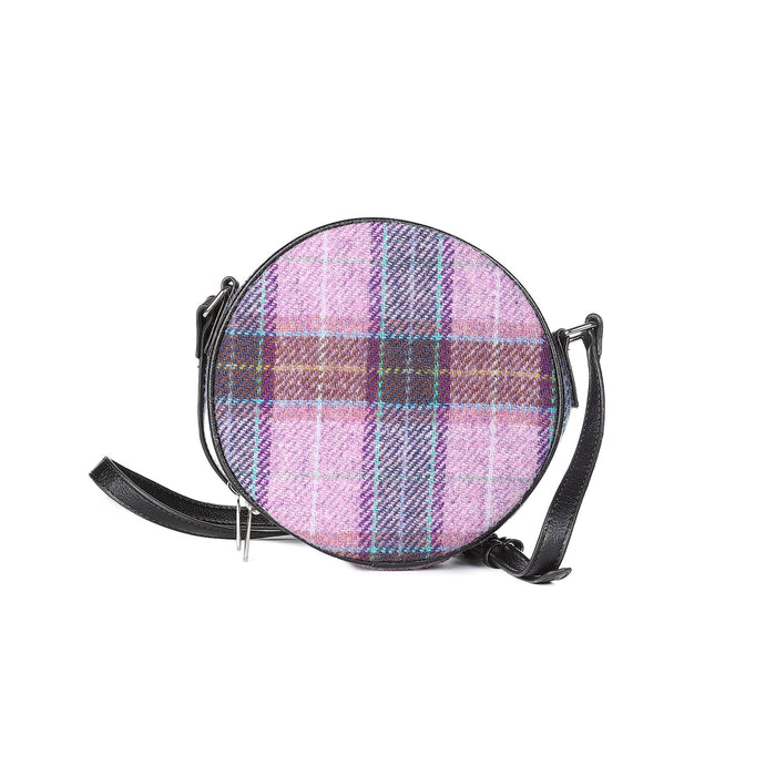 Harris Tweed Round Bag Bannock Pink/Lilac Check - Heritage Of Scotland - PINK/LILAC CHECK