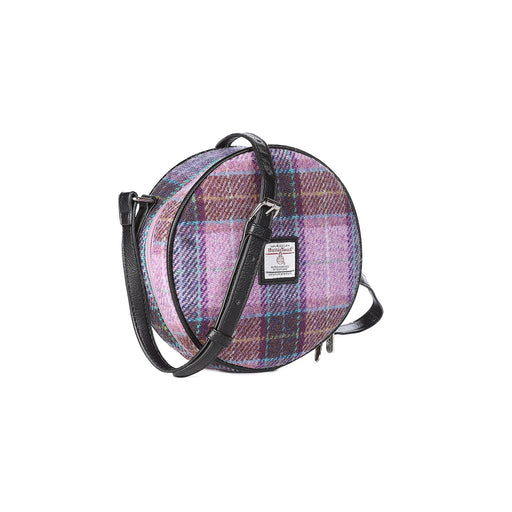 Harris Tweed Round Bag Bannock Pink/Lilac Check - Heritage Of Scotland - PINK/LILAC CHECK