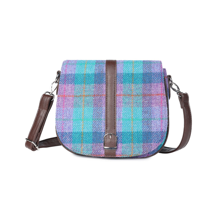 Harris Tweed Shoulder Bag Green & Purple Check - Heritage Of Scotland - GREEN & PURPLE CHECK