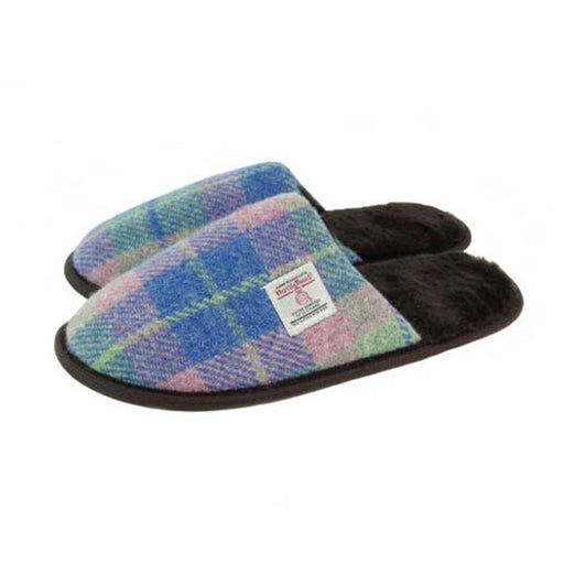 Harris Tweed Slippers Faded Pink/Blue - Heritage Of Scotland - FADED PINK/BLUE