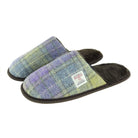 Harris Tweed Slippers - Warm Wool Tartan House Slippers - Muted Lilac and Lime Green Tartan (COL112) - Heritage Of Scotland - EU 37 / UK 4