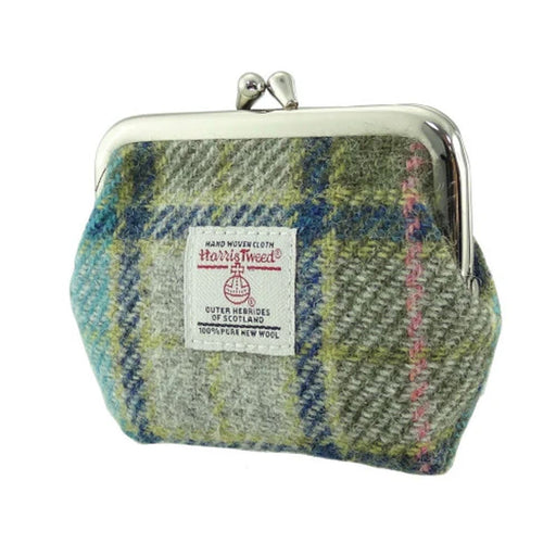 Harris Tweed Small Pouch Turqoise Tartan - Heritage Of Scotland - Turqoise Tartan