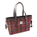 Harris Tweed Spey Tote Bag - Large Adjustable Shoulder Tote - Heritage Of Scotland - Burgundy & Pink Stewart Tartan (COL144)