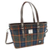 Harris Tweed Spey Tote Bag - Large Adjustable Shoulder Tote - Heritage Of Scotland - Grey with Rust Overcheck (COL127)