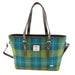 Harris Tweed Spey Tote Bag - Large Adjustable Shoulder Tote - Heritage Of Scotland - Sea Blue / Green Tartan (COL114)