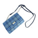 Harris Tweed Strathy Wallet Shoulder Bag - Scottish Compact Handbag - Heritage Of Scotland - Light Blue Check (COL129)