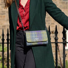 Harris Tweed Strathy Wallet Shoulder Bag - Scottish Compact Handbag - Multi Colour Tartan (COL046) - Heritage Of Scotland -