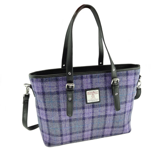 Harris Tweed Tartan Tote Bag - Spey Bold Purple Check - Heritage Of Scotland - BOLD PURPLE CHECK