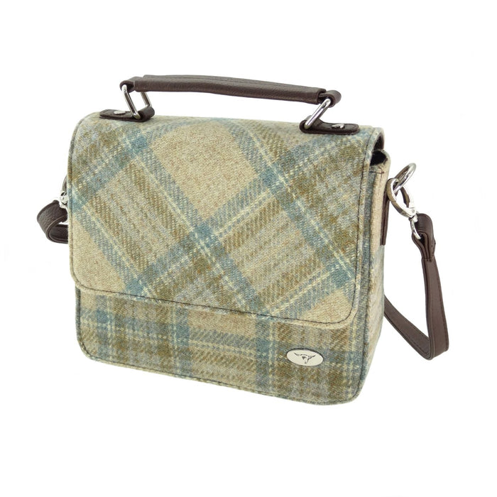 Harris Tweed Thurso Square Shoulder Bag - Stylish Tartan Everyday Bag - Heritage Of Scotland - Beige Stewart (COL132)