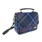 Harris Tweed Thurso Square Shoulder Bag - Stylish Tartan Everyday Bag - Heritage Of Scotland - Blue & Purple Stewart Tartan (COL143)