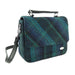 Harris Tweed Thurso Square Shoulder Bag - Stylish Tartan Everyday Bag - Heritage Of Scotland - Blue with Turquoise Overcheck (COL119)