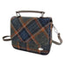 Harris Tweed Thurso Square Shoulder Bag - Stylish Tartan Everyday Bag - Heritage Of Scotland - Grey with Rust Overcheck (COL127)