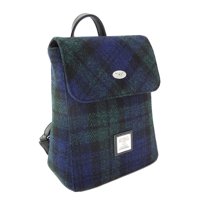 Harris Tweed Tummel Mini Backpack - Small Backpack with Phone Pocket - Heritage Of Scotland - Black Watch Tartan (COL060)