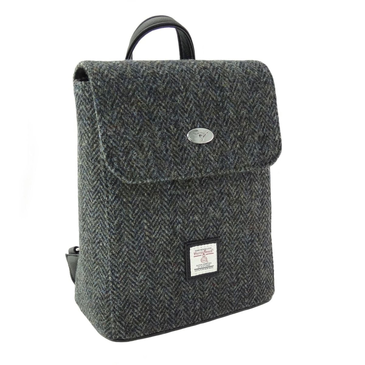 Harris Tweed Tummel Mini Backpack - Small Backpack with Phone Pocket - Charcoal Herringbone (COL001) - Heritage Of Scotland -