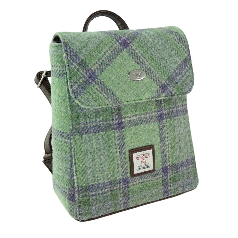 dark green plaid mini backpack Harris Tweed Tummel Mini Backpack