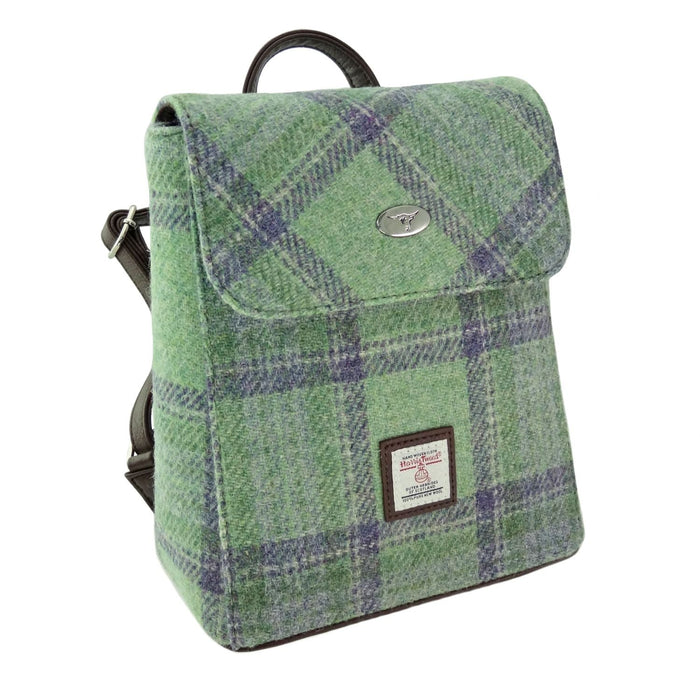 Harris Tweed Tummel Mini Backpack - Small Backpack with Phone Pocket - Heritage Of Scotland - Faded Green Stewart (COL139)