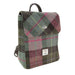 Harris Tweed Tummel Mini Backpack - Small Backpack with Phone Pocket - Heritage Of Scotland - Muted Green & Rose Pink Tartan (COL137)