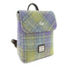Harris Tweed Tummel Mini Backpack - Small Backpack with Phone Pocket - Heritage Of Scotland - Muted Lilac with Lime Green Tartan (COL112)