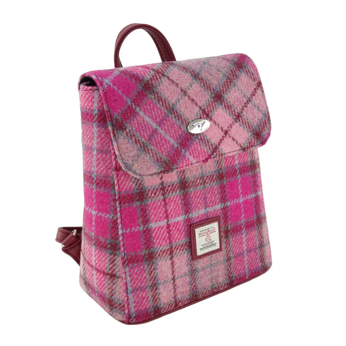Harris Tweed Tummel Mini Backpack - Small Backpack with Phone Pocket - Heritage Of Scotland - Vibrant Pink Buchanan (COL138)