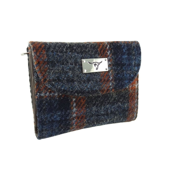 Harris Tweed Wallet - Jura Grey / Rust Overcheck - Heritage Of Scotland - Grey / Rust Overcheck