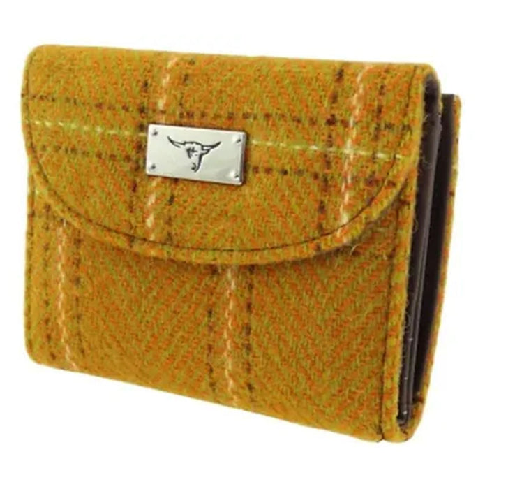 Harris Tweed Wallet - Jura Mustard Overcheck - Heritage Of Scotland - MUSTARD OVERCHECK