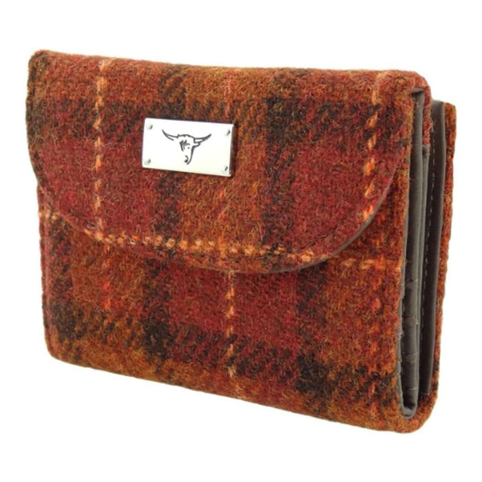 Harris Tweed Wallet - Jura Rust/ Orange Overcheck - Heritage Of Scotland - Rust/ Orange Overcheck