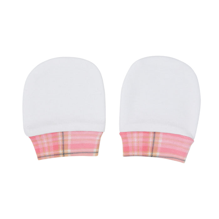 Hat + Mitten - Heritage Of Scotland - WHITE/PINK TARTAN TRIM