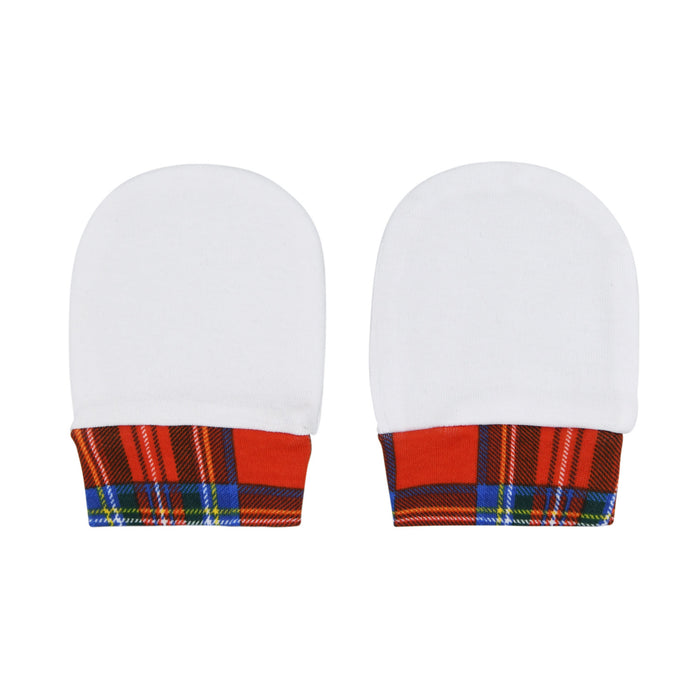 Hat + Mitten - Heritage Of Scotland - WHITE/RED TARTAN TRIM