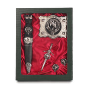 Hay Clan Badge, Kilt Pin, Lapel Pin, Cufflinks, Keyring/Key Fob & Gift Set — Fine Pewter by Art Pewter — Made in Scotland (Shiny Finish) - Heritage Of Scotland - Gift Set