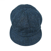 HEDDLE & REED Harris Tweed Baker Blue Herringbone Unisex Wool Cap - Heritage Of Scotland -