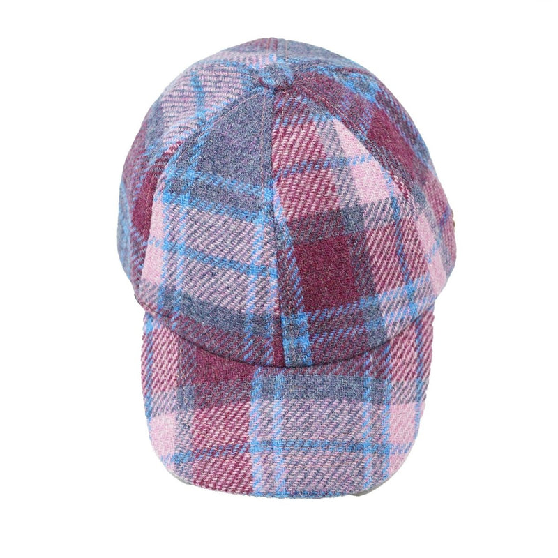 HEDDLE & REED Harris Tweed Baseball Wool Cap Check - Heritage Of Scotland - PINK/BLUE CHECK