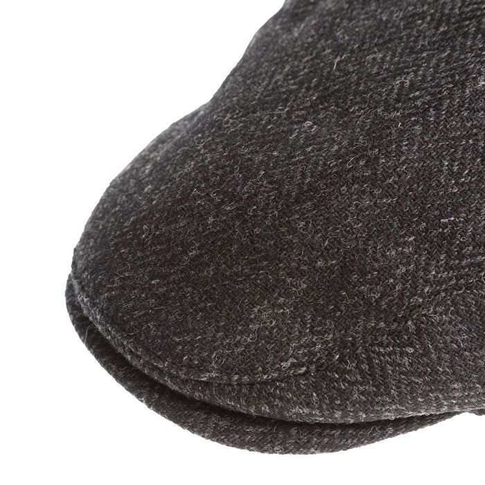 Heddle & Reed Harris Tweed Flatcap Black Herringbone - Heritage Of Scotland - BLACK HERRINGBONE