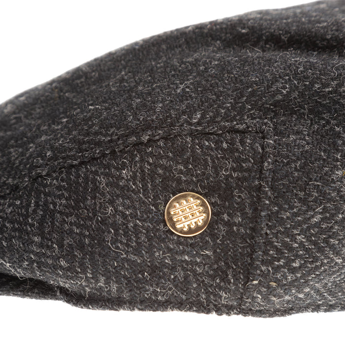 Heddle & Reed Harris Tweed Flatcap Black Herringbone - Heritage Of Scotland - BLACK HERRINGBONE