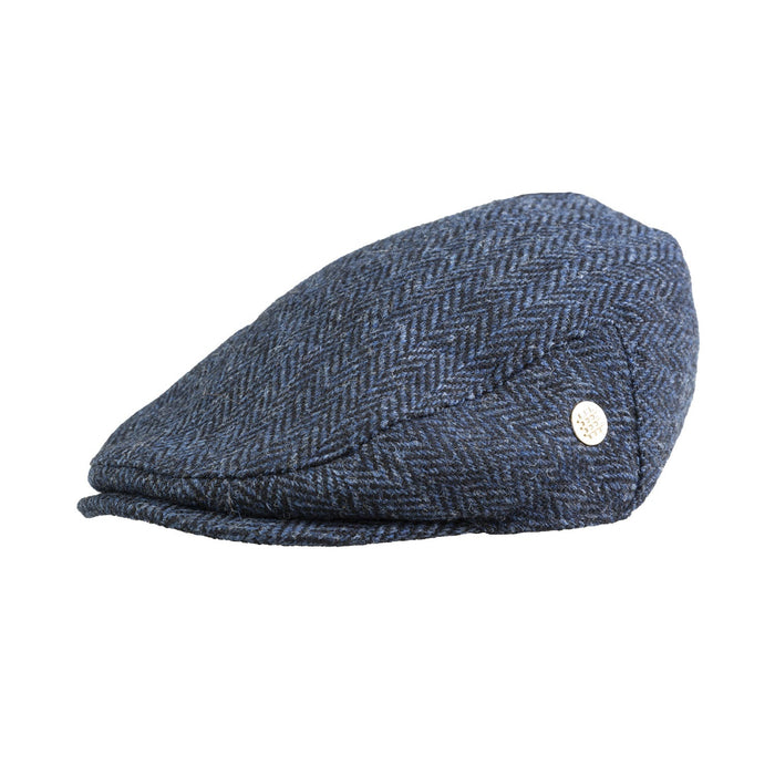 Heddle & Reed Harris Tweed Flatcap Blue Herringbone - Heritage Of Scotland - BLUE HERRINGBONE