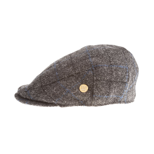 Heddle & Reed Harris Tweed Flatcap Grey Blue Check - Heritage Of Scotland - GREY BLUE CHECK