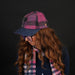 HEDDLE & REED HARRIS TWEED LDS BASEBALL CAP - Heritage Of Scotland - PURPLE CHECK TRT110
