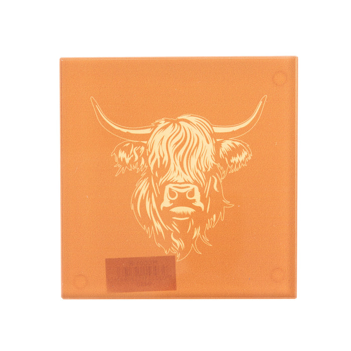 Heilan Coo Coaster - Heritage Of Scotland - RUST/GOLD