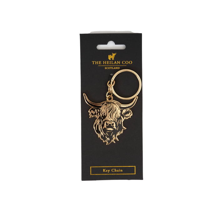 Heilan Coo Enamel Keyring - Heritage Of Scotland - BLACK/GOLD