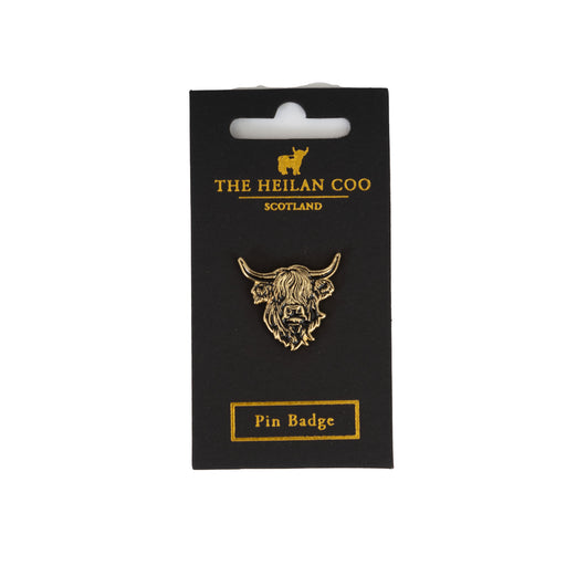 Heilan Coo Enamel Pin Badge - Heritage Of Scotland - GOLD